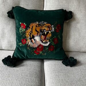 Gucci Green and Red Tiger Holiday Pillow